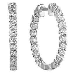 Boucles D'oreilles Créoles En Or Blanc 14K Serties De 3.90 Carats De Véritable Diamants Pour Femmes