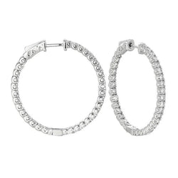 Boucles D'oreilles Créoles En Réel Diamants Brillants Ronds De 3,25 Carats WG 14K