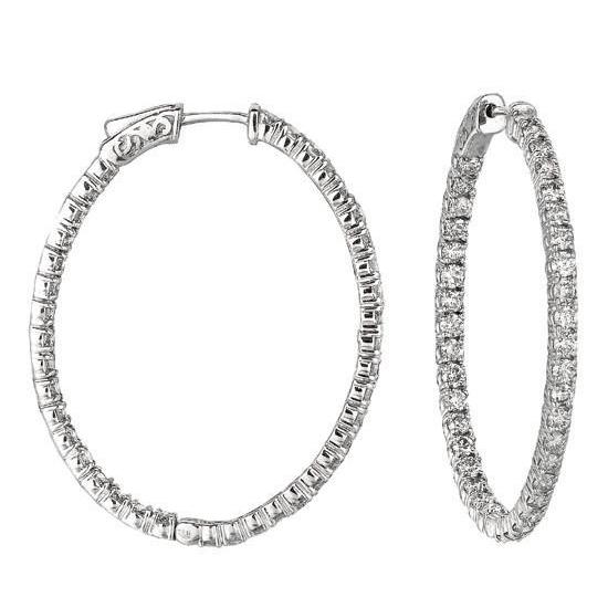 Boucles D'oreilles Créoles Naturel Diamants 5.46 Carats Paire En Or Blanc 14K Nouvelle Boucle D'oreille