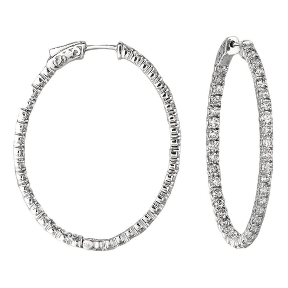 Boucles D'oreilles Créoles Naturel Diamants 5.46 Carats Paire En Or Blanc 14K Nouvelle Boucle D'oreille