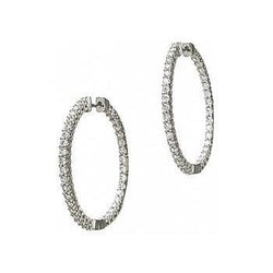 Boucles D'oreilles Créoles Pour Dame En Or Blanc 14K Avec 2,90 Carats De Réel Diamants Etincelants