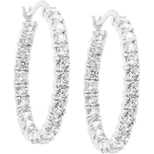 Boucles D'oreilles Créoles Pour Dame En Or Blanc 14K Avec 4,80 Carats De Naturel Diamants Etincelants