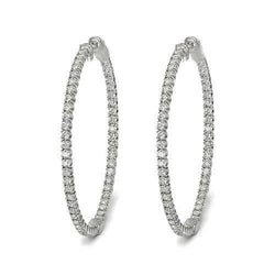 Boucles D'oreilles Créoles Pour Femme Sertie De Griffes 5,50 Carats De Réel Diamants Or Blanc 14K