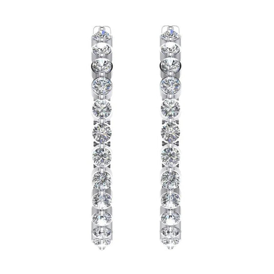 Boucles D'oreilles Créoles Réel Diamant Rond Flottant Pour Dames 3.60 Carats 3.8 Cm