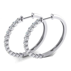 Boucles D'oreilles Créoles Réel Diamant Rond Flottant Pour Dames 3.60 Carats 3.8 Cm