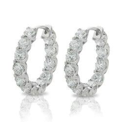 Boucles D'oreilles Créoles Réel Diamants 4,80 Carats De Taille Ronde Etincelante