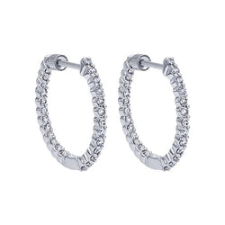 Boucles D'oreilles Créoles Réel Diamants Scintillants 3.80 Carats Sertie De Griffes Or Blanc