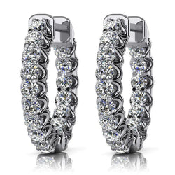 Boucles D'oreilles Elégantes En Or Blanc 14K Serties De 3,40 Carats De Réel Diamants