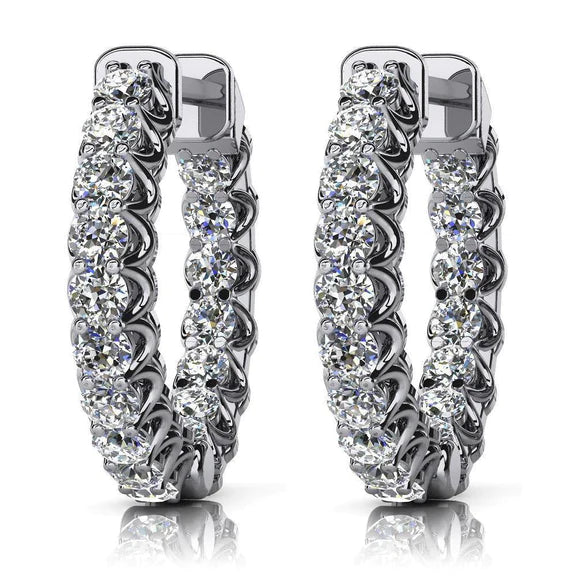 Boucles D'oreilles Elégantes En Or Blanc 14K Serties De 3,40 Carats De Réel Diamants
