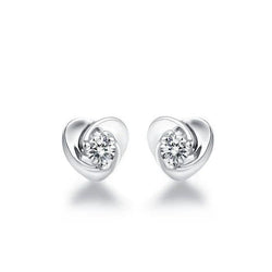 Boucles D'oreilles En Forme De Coeur Avec Réel Diamants Ronds 2 Ct Pour Femmes En Or Blanc