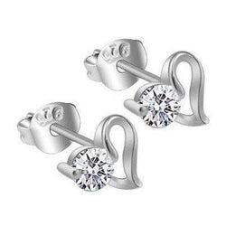 Boucles D'oreilles En Forme De Cœur Avec Réel Diamants Ronds De 1.5 Ct En Or Blanc 14K