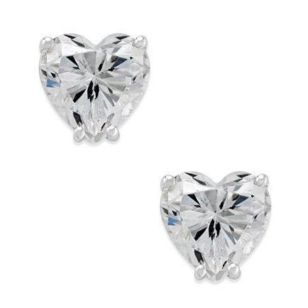 Boucles D'oreilles En Forme De Coeur Avec Véritable Diamants 3.50 Ct En Or Blanc 14K