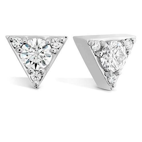 Boucles D'oreilles En Forme De Triangle Avec Réel Diamants Ronds De 3.10 Cts En Or Blanc