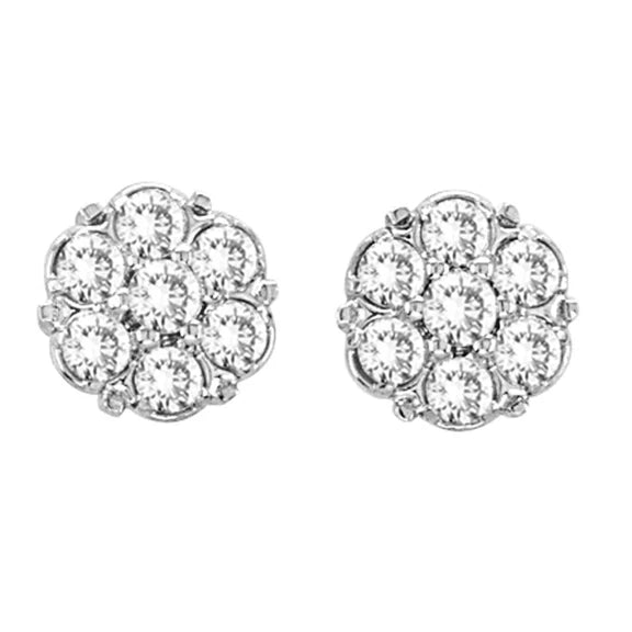 Boucles D'oreilles En Grappe De Réel Diamants A Fleurs Rondes De 1,5 Carats