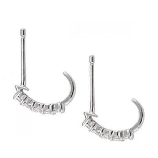 Boucles D'oreilles En J Avec Réel Diamant Rond De 1 Carat En Or Blanc 14K