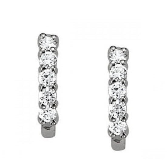 Boucles D'oreilles En J Avec Réel Diamant Rond De 1 Carat En Or Blanc 14K