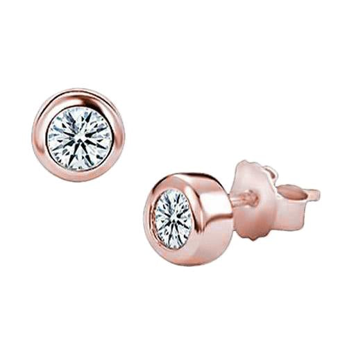 Boucles D'oreilles En Naturel Diamant En Or Rose Avec Vis Arrière Yards Bezel Set 2.50 Carats
