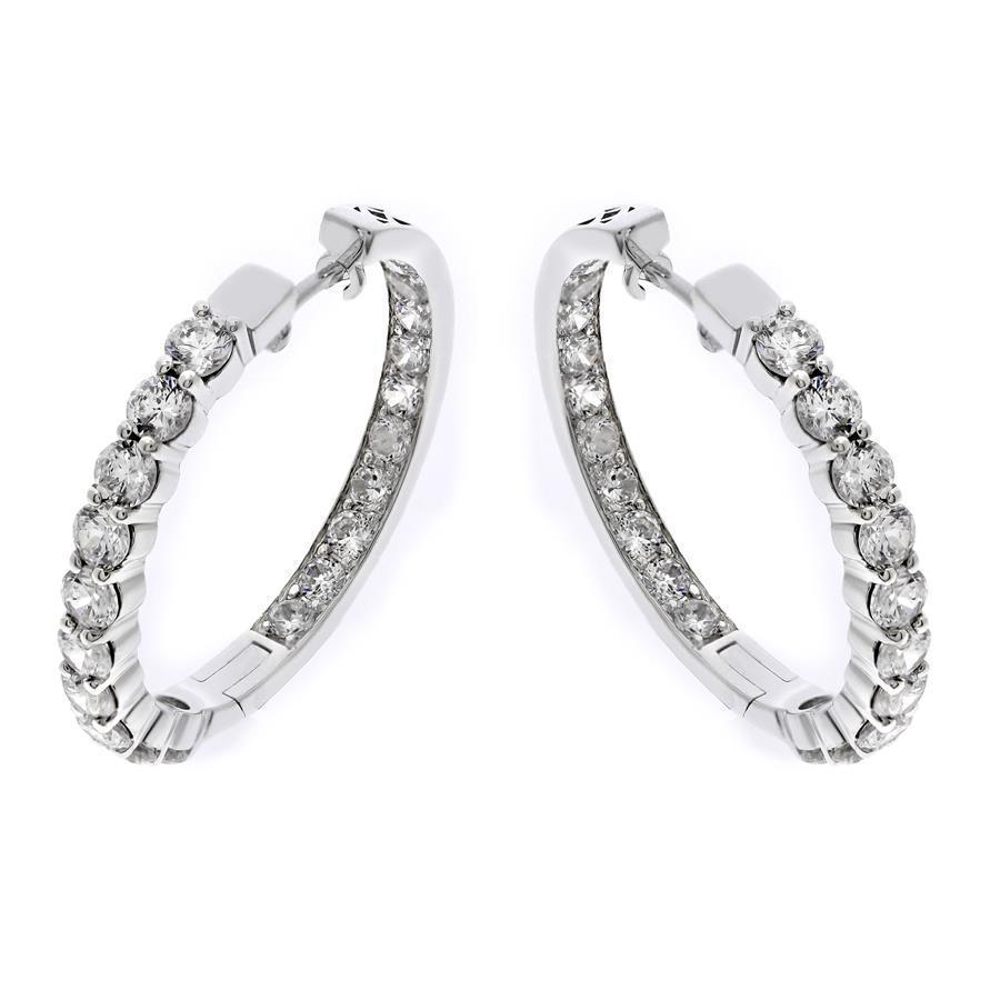 Boucles D'oreilles En Or Blanc 14K Avec 3,20 De Carats De Réel Diamants Pour Dame