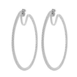 Boucles D'oreilles En Or Blanc 14K Avec Naturel Diamants Taille Ronde 2 Carats Et Micro-Pavé