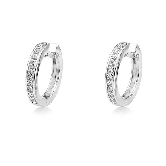 Boucles D'oreilles En Or Blanc 14K Avec Réel Diamant Taille Princesse 3 Carats