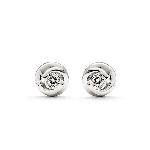 Boucles D'oreilles En Or Blanc 14K Avec Réel Diamants Ronds Pour Dames 1 Carat. Bijoux Fins