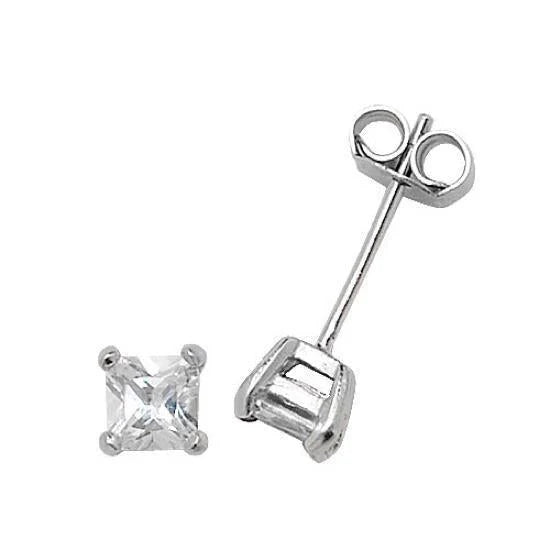 Boucles D'oreilles En Or Blanc 14K Avec Réel Diamants Taille Princesse 2 Ct