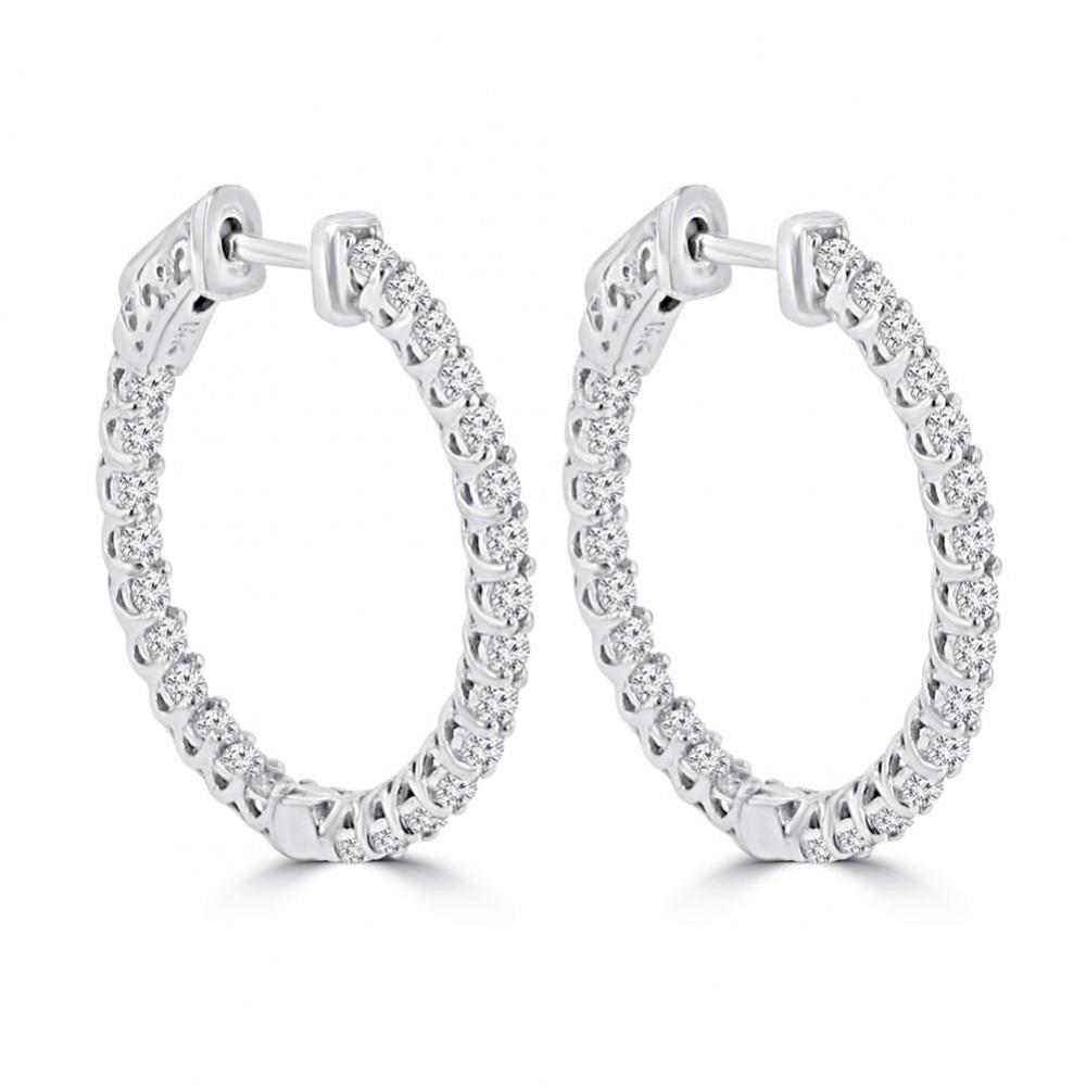 Boucles D'oreilles En Or Blanc 14K Avec Véritable Diamants 3,5 Carats Nouveau