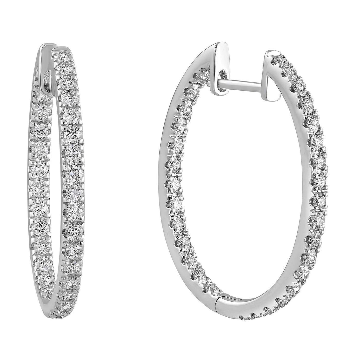 Boucles D'oreilles En Or Blanc 14K Rond 4,20 Carats Petits Réel Diamants Nouveau