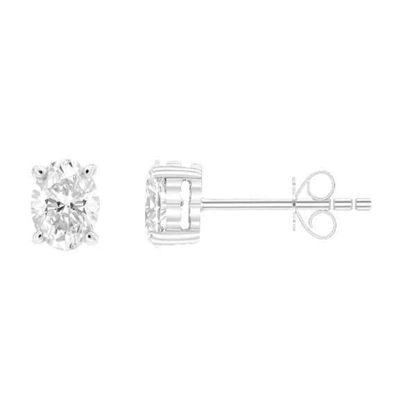 Boucles D'oreilles En Or Blanc 14K Serties De Griffes Ovales De 3.50 Ct De Réel Diamants