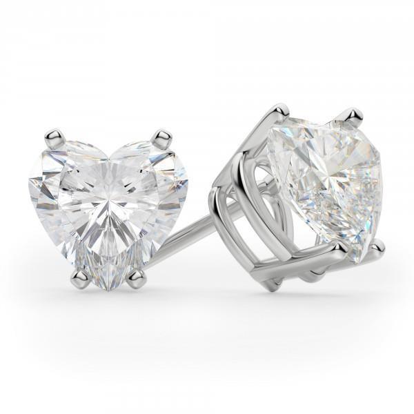 Boucles D'oreilles En Or Blanc Avec Réel Diamants Taillés En Cœur De 3 Ct Pour Femmes