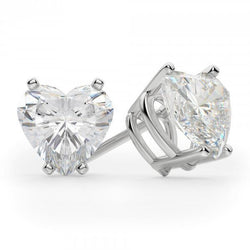 Boucles D'oreilles En Or Blanc Avec Réel Diamants Taillés En Cœur De 3 Ct Pour Femmes