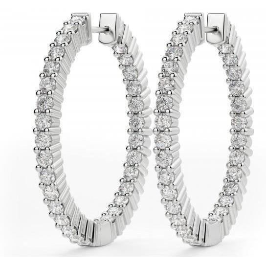 Boucles D'oreilles En Or Blanc Serties De Véritable Diamants Taille Brillante De 4 Carats