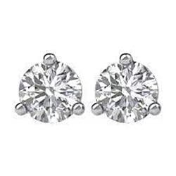 Boucles D'oreilles En Réel Diamant Rond De 1.3 Ct A Trois Griffes En Or Blanc 14K