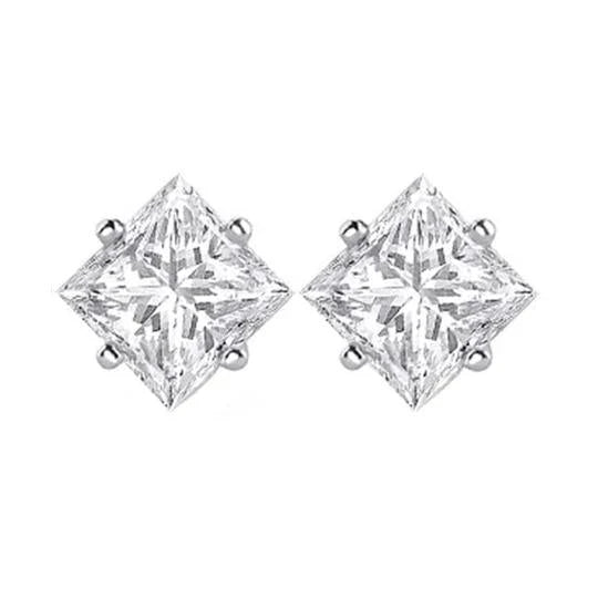 Boucles D'oreilles En Réel Diamant Rond Solitaire Serti De Griffes De 1.3 Ct En Or Blanc 14 Carats