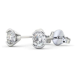 Boucles D'oreilles En Réel Diamant Rond Taille Brillant De 1.3 Ct En Or Blanc 14K