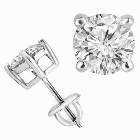 Boucles D'oreilles En Réel Diamants Ronds Taille Brillant De 3.20 Ct Pour Femme En Or Blanc