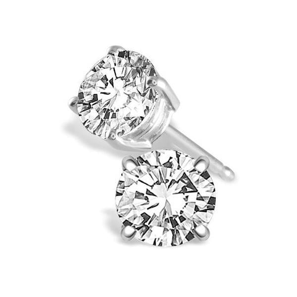 Boucles D'oreilles En Réel Diamants Sertis De Griffes Rondes De 2.50 Carats En Or Massif 14 Carats
