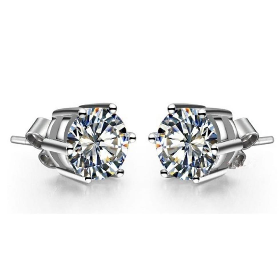 Boucles D'oreilles En Véritable Diamant Rond Serti De Bijoux A Six Griffes 2 Carats WG 14K