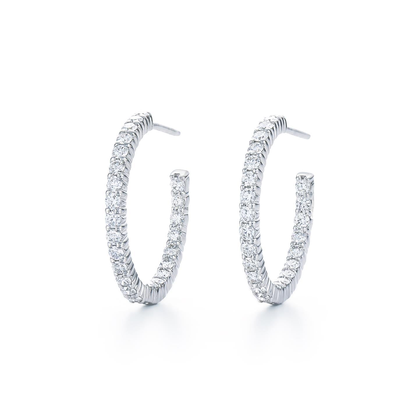 Boucles D'oreilles F Vvs1  Anneau En Or Blanc 14K Avec Véritable Diamants De Taille Ronde De 4,20 Carats