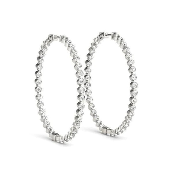 Boucles D'oreilles Femmes Avec Réel Diamants Scintillants En Or Blanc 14K De 2,80 Carats F Vvs1