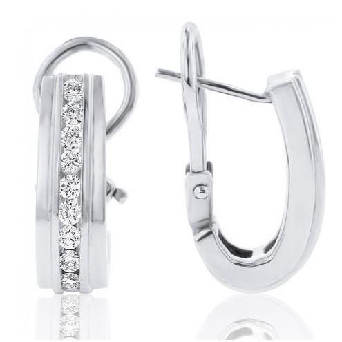 Boucles D'oreilles Femmes Créoles Or Blanc 14K de 2,70 Carats Réel Diamant