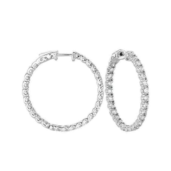 Boucles D'oreilles Femmes En Or Blanc 14K De Taille Ronde Avec 2,80 Carats De Réel Diamants