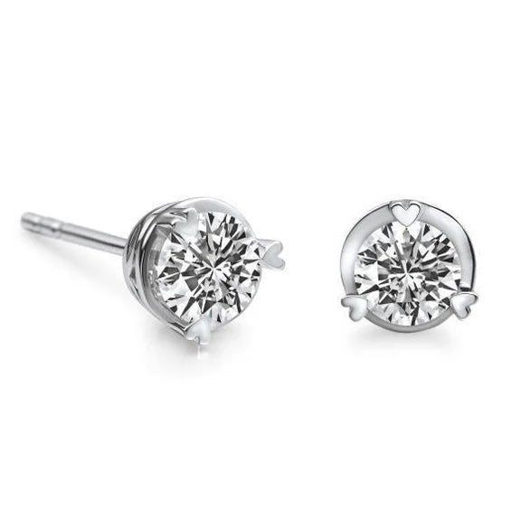 Boucles D'oreilles Fines En Réel Diamant Rond De 1.5 Ct En Or Blanc