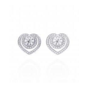 Boucles D'oreilles Halo En Forme De Coeur 2 Carats Naturel Diamant Rond Or Blanc 14K