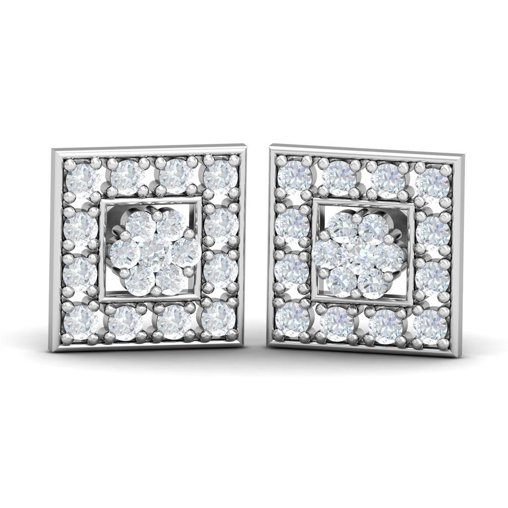 Boucles D'oreilles Halo En Naturel Diamants Ronds De 1.9 Ct En Or Blanc