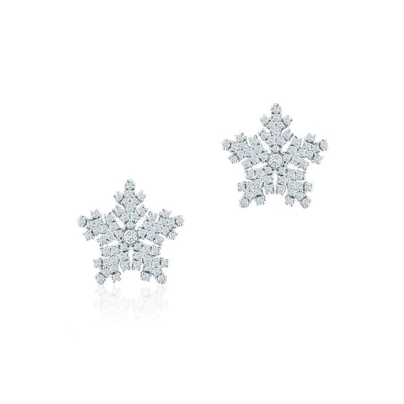 Boucles D'oreilles Halo En Réel Diamants Ronds Taille Brillant De 2.60 Carats En Or Blanc 14K