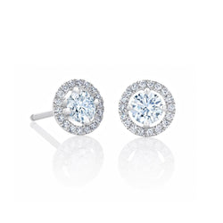 Boucles D'oreilles Halo Naturel Diamants Taille Brillant 2.20 Carats