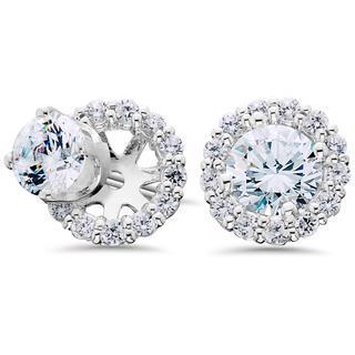 Boucles D'oreilles Halo Réel Diamants Taille Brillant Etincelants 4 Carats