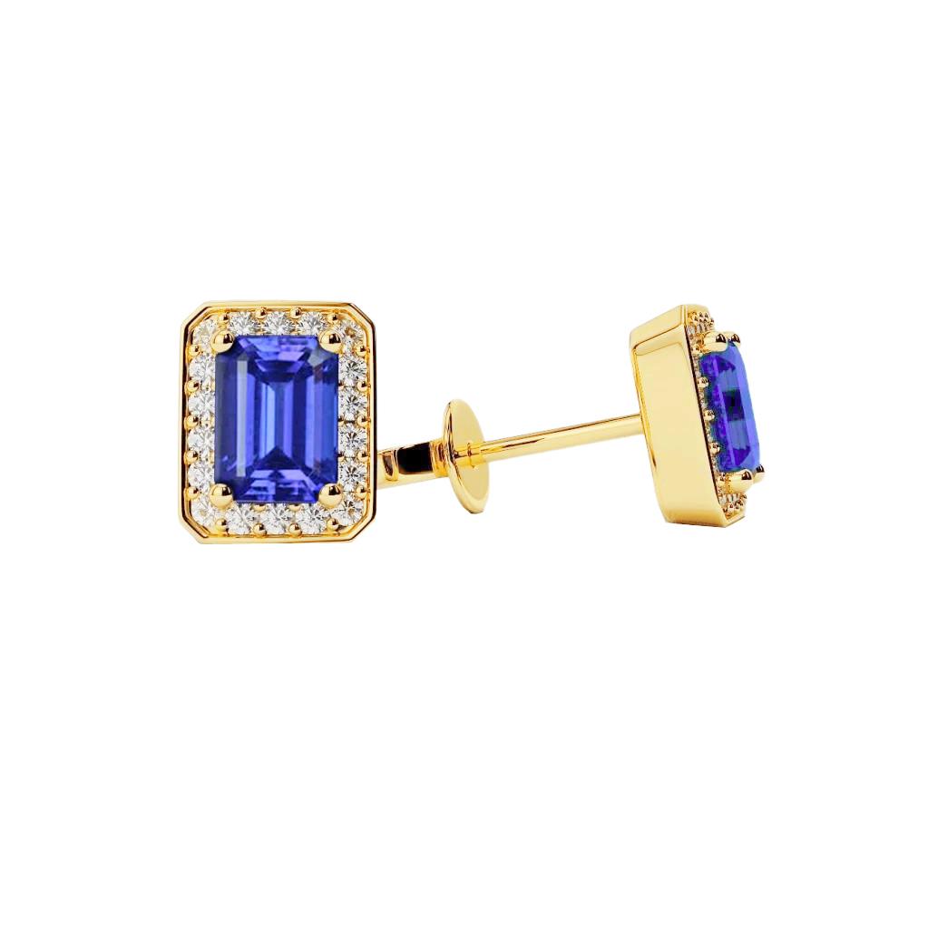 Boucles D'oreilles Halo Saphir De Ceylan Et Diamants 4.20 Ct. - HarryChadEnt.FR