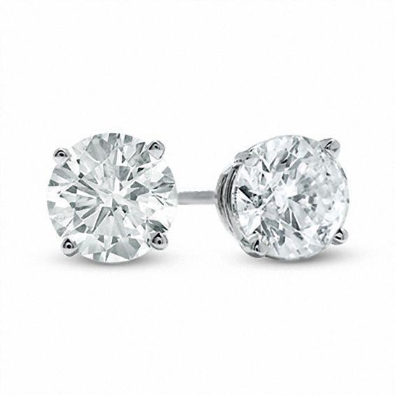 Boucles D'oreilles Lady Studs 4 Carats Naturel Diamants Or Blanc 14K